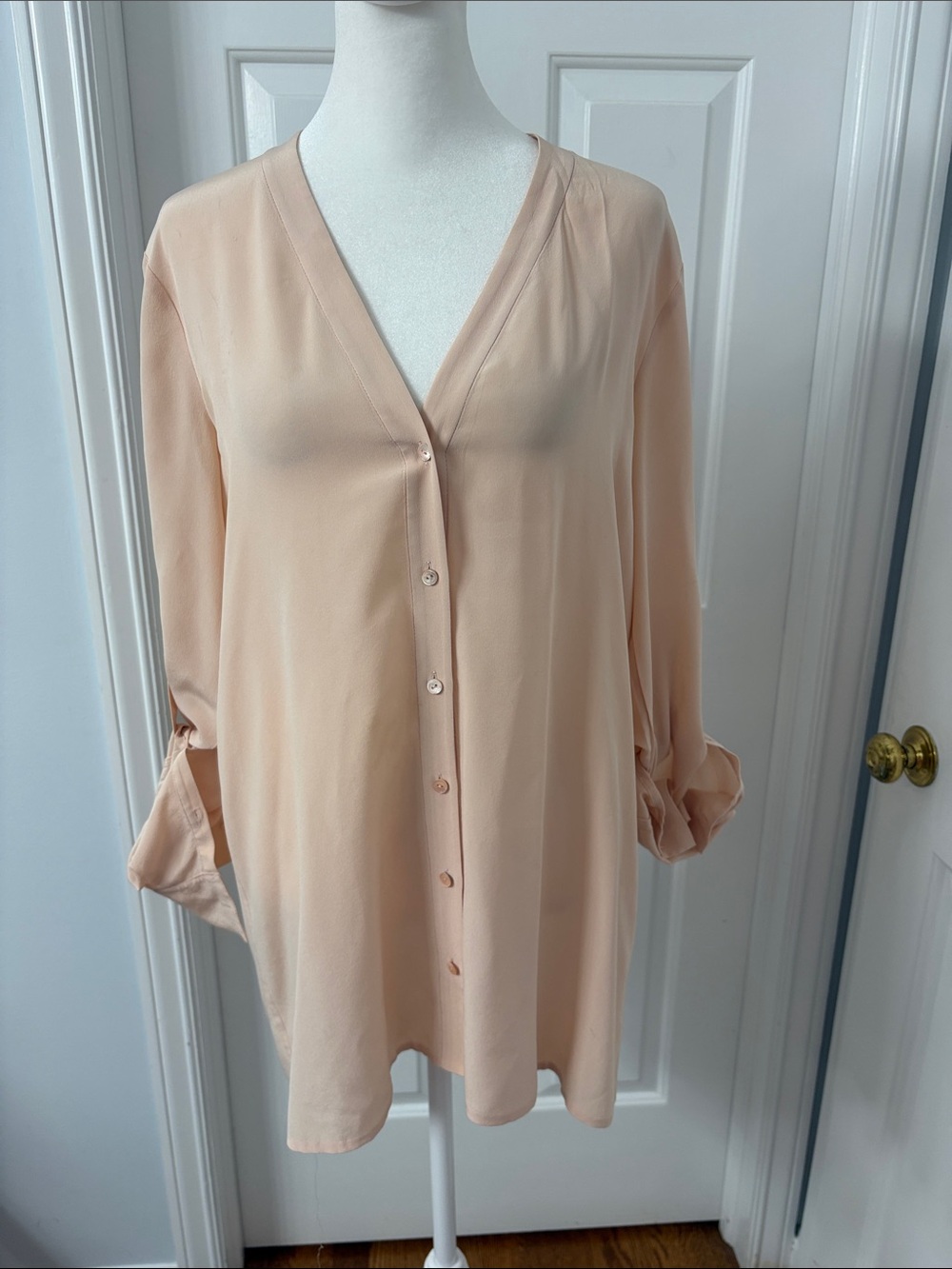 Vince Silk Tunic Blouse Pale Pink Sz XS
